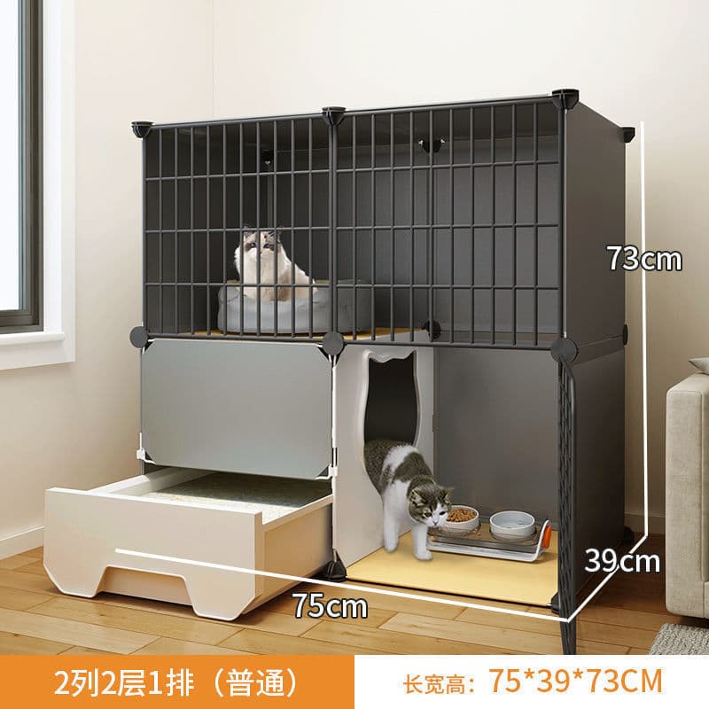 Novo estilo gaiola para gatos, casa interna para gatos, banheiro integrado, caixa de areia para gatos, espaço livre de g