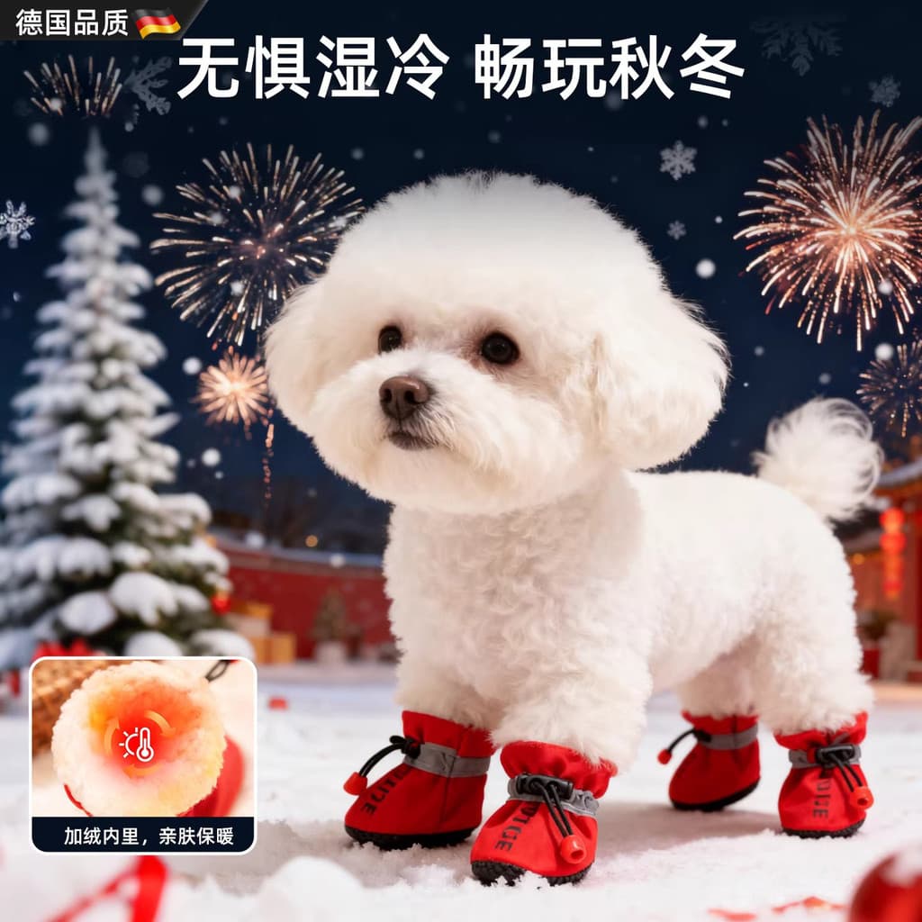 Sapatos de algodão para cães alemães, sapatos de algodão para inverno, cães pequenos, não podem cair, capa de sapato par