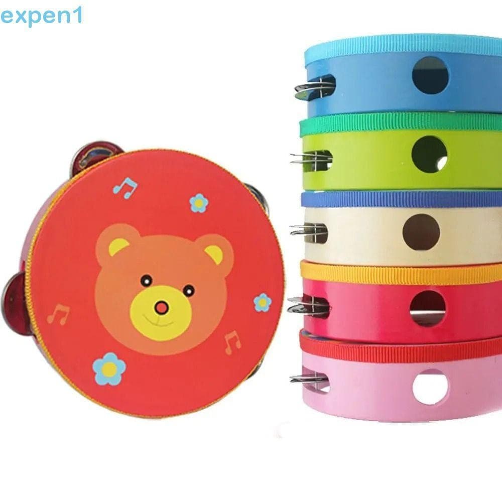 Pandeiro Infantil EXPEN, Pandeiro Musical de 6 Polegadas, Padrão de Desenho Animado, Instrumento Musical de Percussão