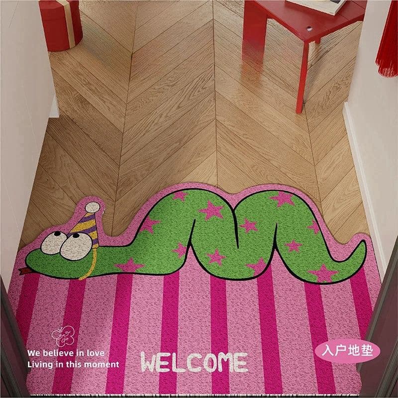2025 novo estilo ano da cobra entrada tapete de seda anel antiderrapante resistente à sujeira entrada pé esteira pode