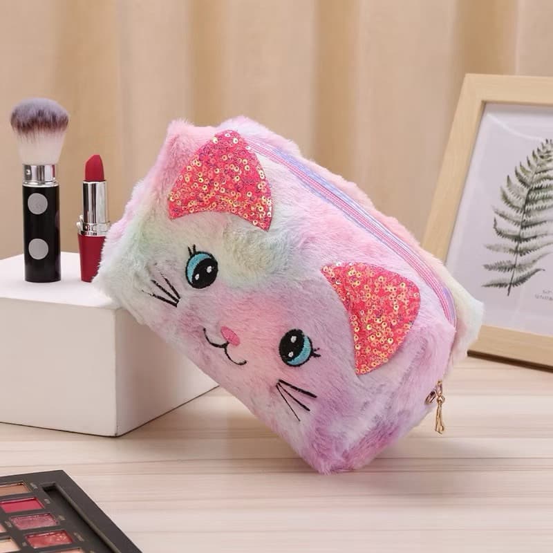 Bolsa Estojo Cosmético Fofo Com Pompom