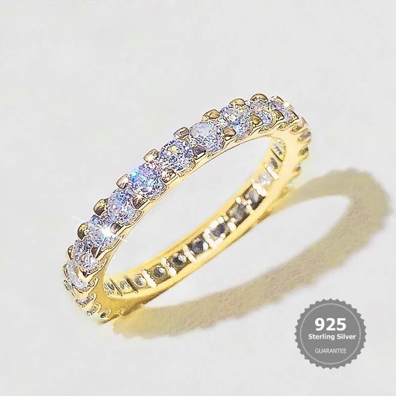 S925 Prata Novo Grupo De Estrelas Ciganas Incrustadas Anel De Moissanite Luz Luxo Moda Linha
