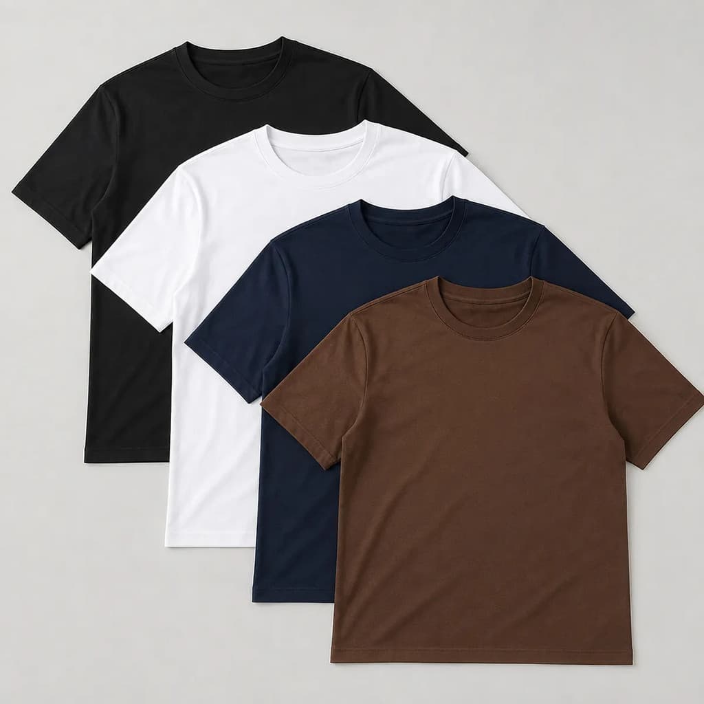 Kit 4 Camisetas Básica Masculina Algodão Premium Lisa Slim