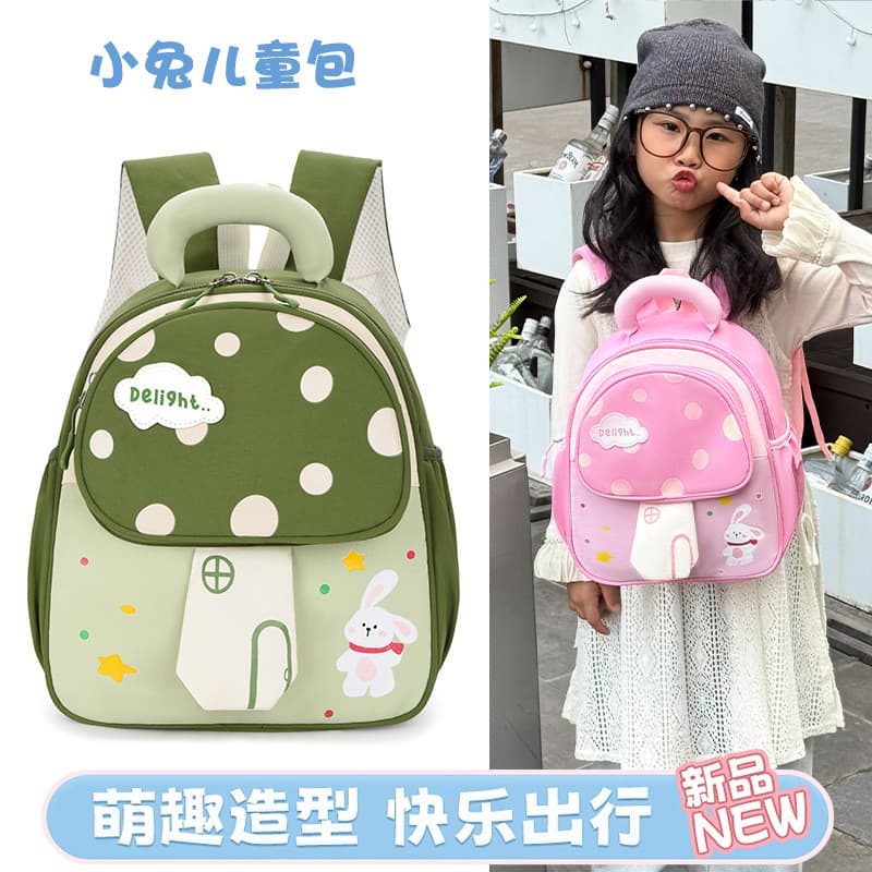 Nova mochila infantil com estampa de desenho animado, mochila de coelhinho fofa para o jardim de infância, mochila versá