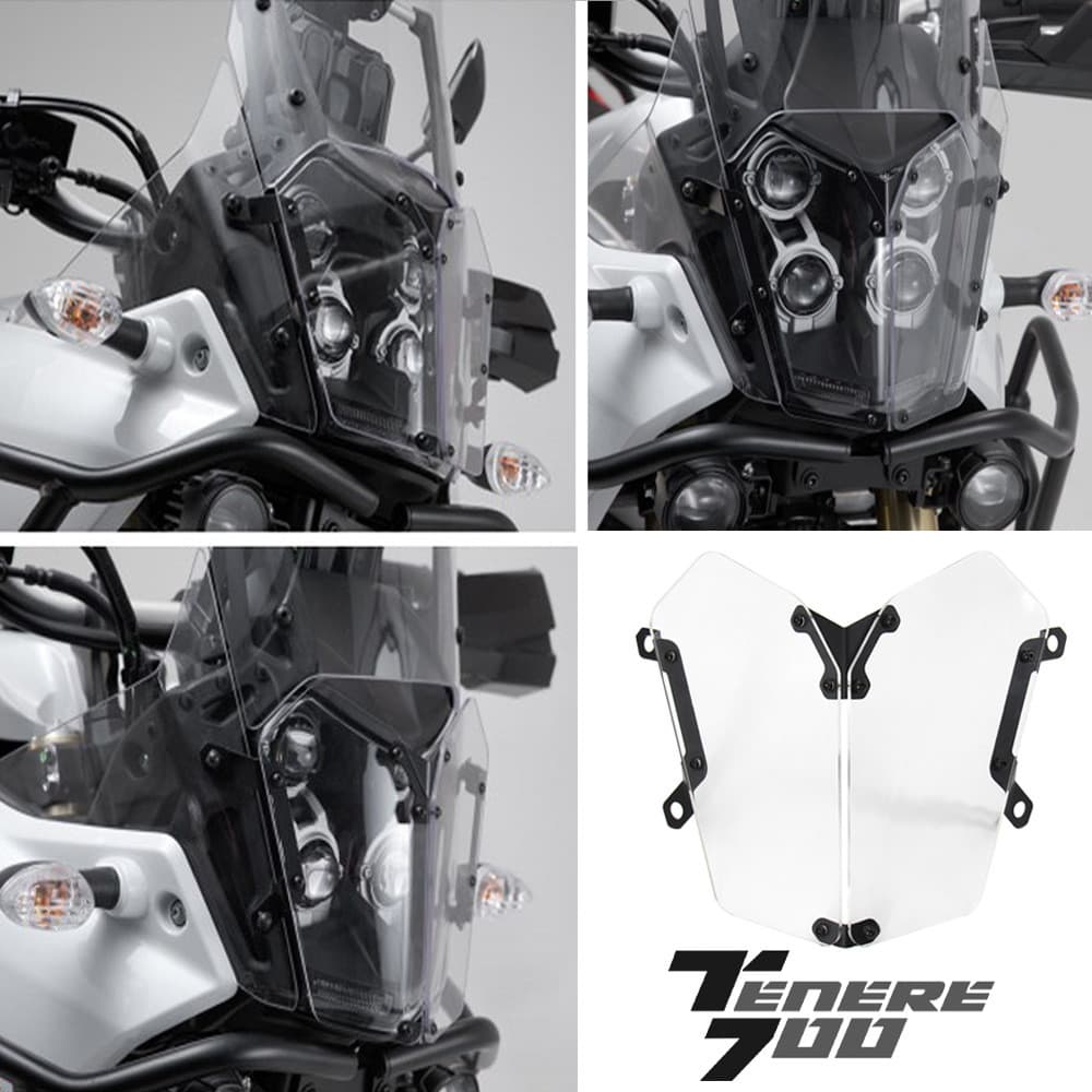 Para YAMAHA TENERE 700, capa protetora de farol de motocicleta, acessórios de malha de acrílico para farol