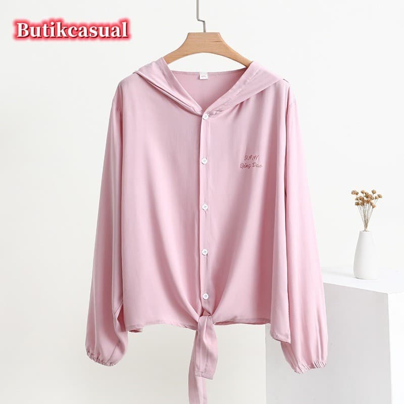 Mulheres Rayon Protetor Solar Cardigan Roupas Jaqueta Respirável Verão Fino Casual Topo Com Capuz Versátil De Manga Comp