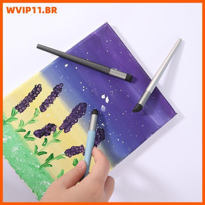Conjunto De Caneta Esponja De Arte Reutilizável WVIP Para Pastel E Esboço A Óleo , Pincel Lavável BR