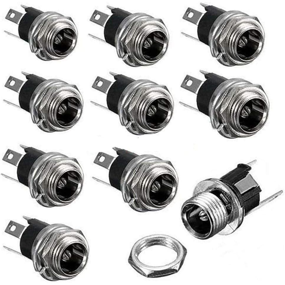 HiLetgo 10 peças Conector de Montagem em Painel Fêmea para Fonte de Alimentação DC 3 Pinos 5.5 x 2.1mm
