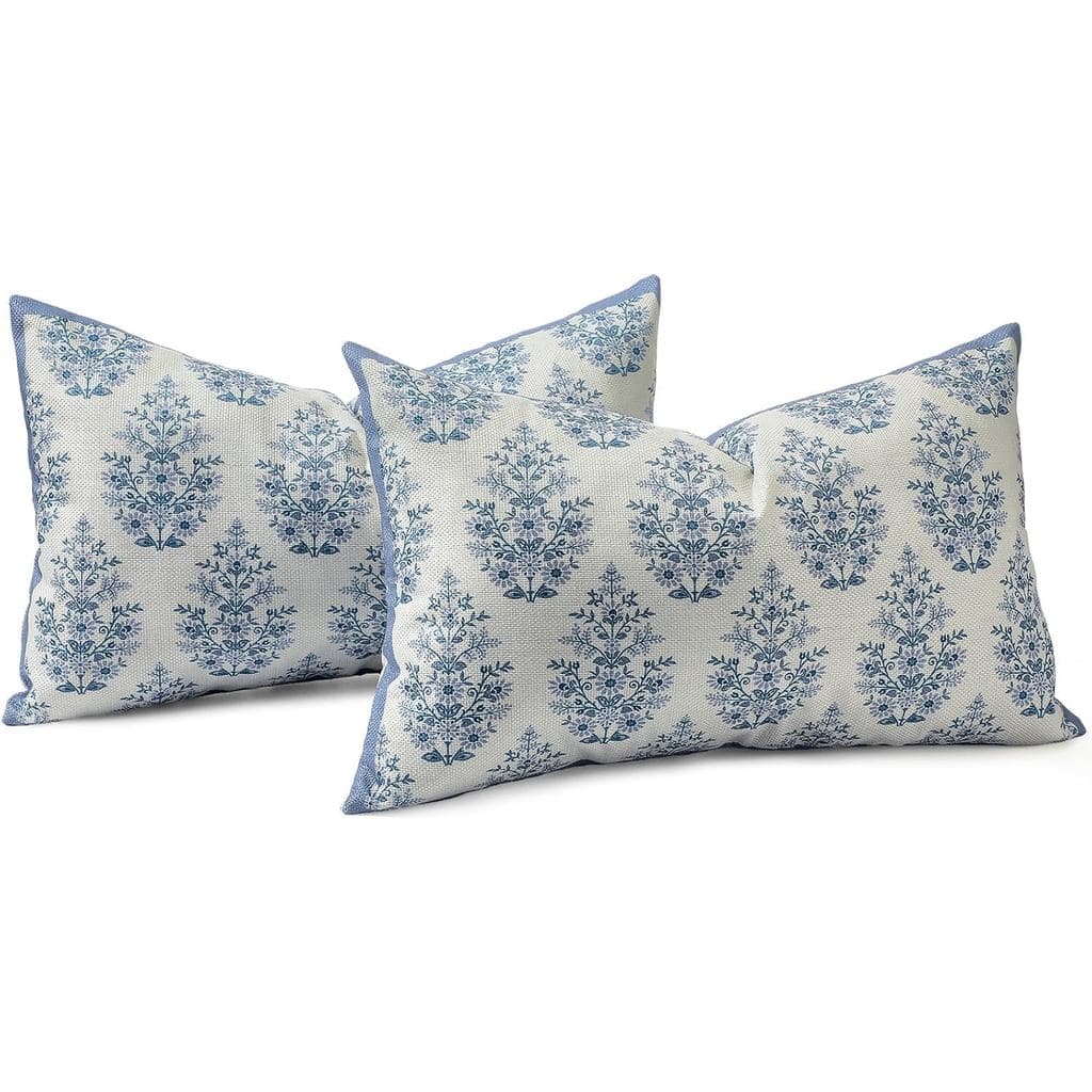 Capas de Almofada Lombar Mixweer Chinoiserie Grandmillennial 12x20 Polegadas, Conjunto de 2, Capas de Almofada Grandmill