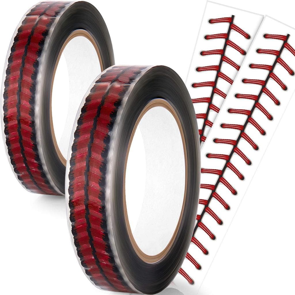 Outus 2 Rolos de 110 Jardas de Fita Adesiva Decorativa com Design de Costura de Beisebol para Embalagem, Artesanato, Env