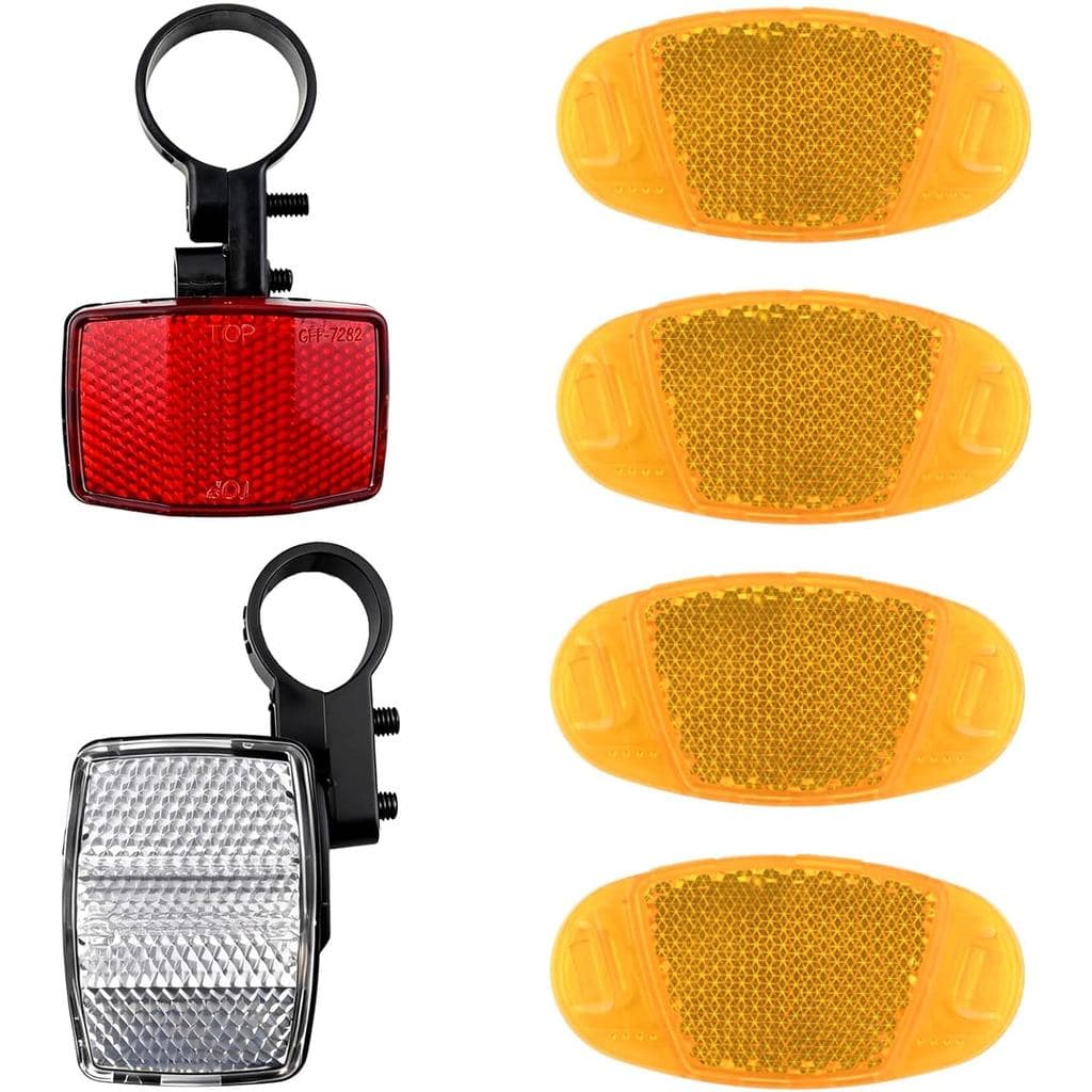Kit de Refletores para Bicicleta, 6 Peças de Refletores para Bicicleta com Refletor Frontal Branco, Traseiro Ve