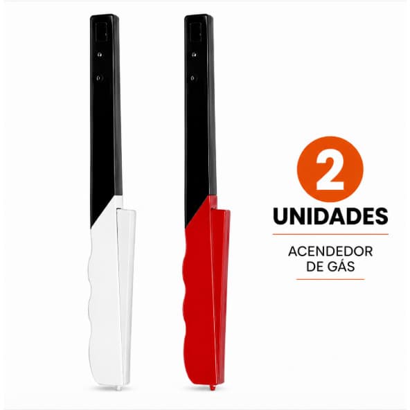 Kit 2 Acendedores Manuais para Fogão com Cabo Longo e Botão de Pressão Acendimento por Faísca