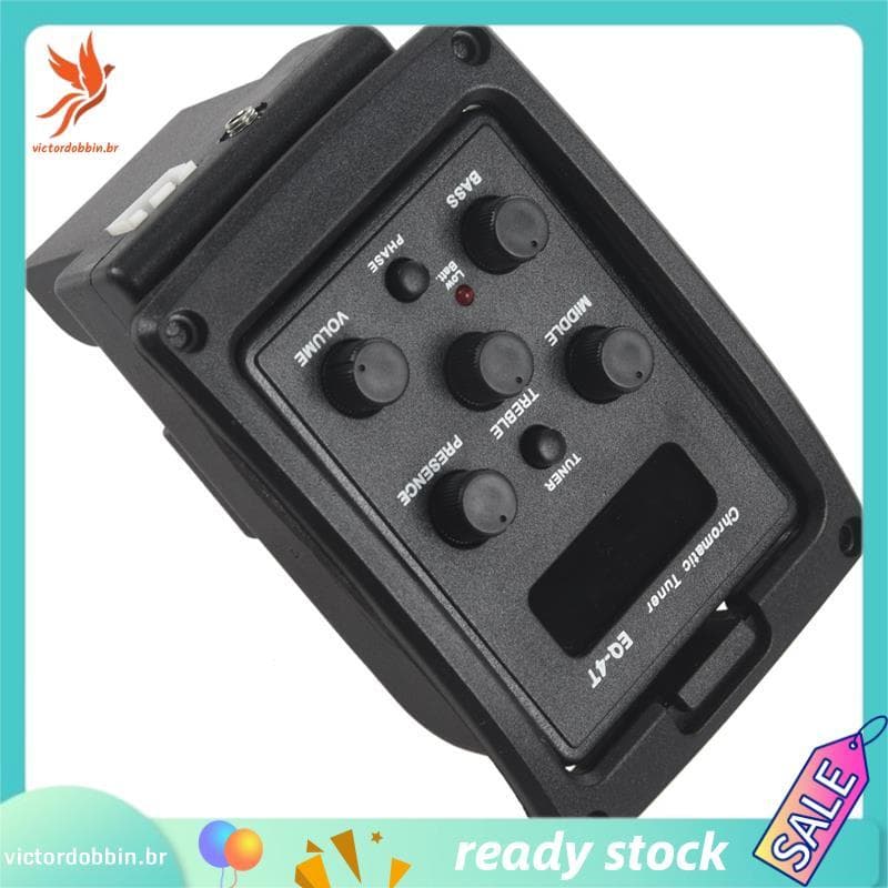 [victordobbin.br] EQ-4T Pré-Amplificador De Captador De 4 Bandas Com Afinador Para Guitarra Acústica LCD E De Elétrica C