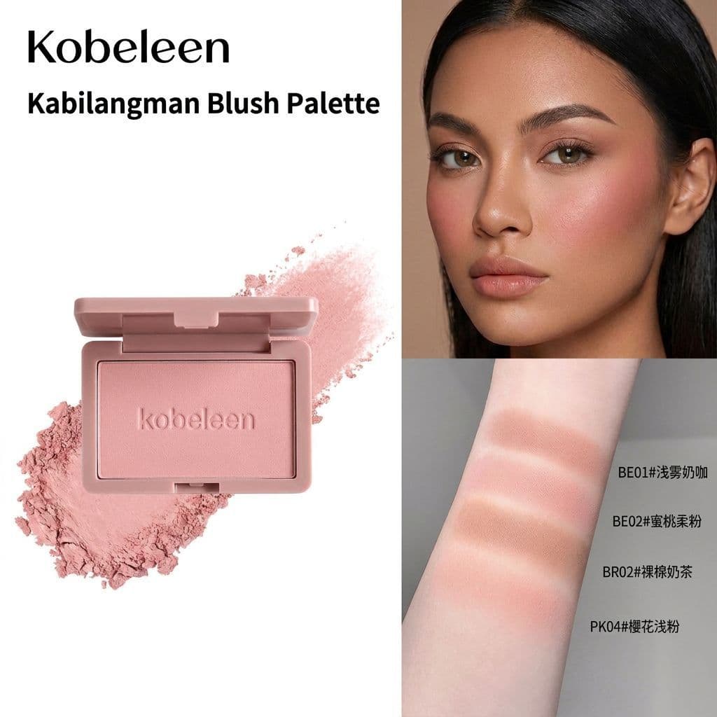 A paleta de blush Kabirang possui cores opacas, de baixa saturação, e possui pó fino que não se dispersa.