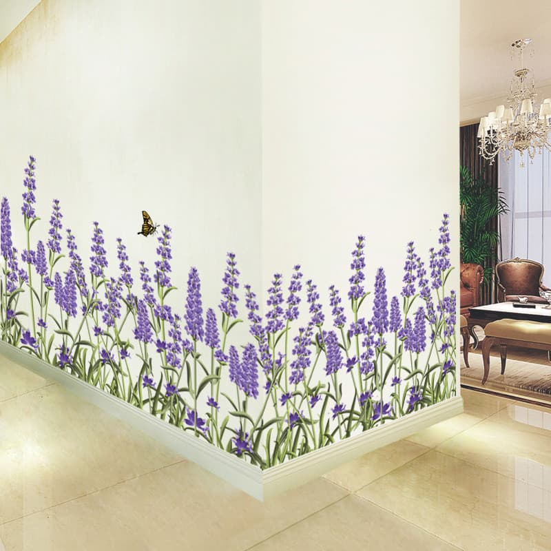 Sala de estar canto decoração adesivos lavanda rodapé adesivos de parede quarto fundo decoração da parede adesivos auto-