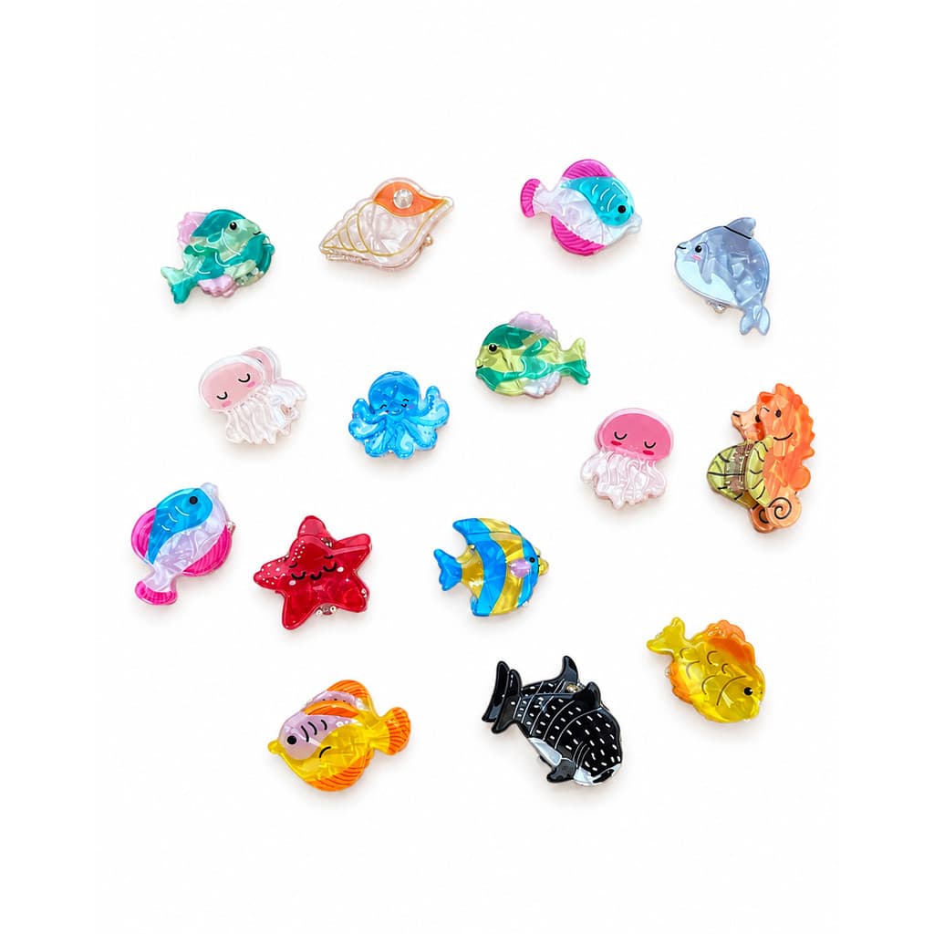 Par de Mini Presilhas de Cabelo Fundo do Mar - 3CM