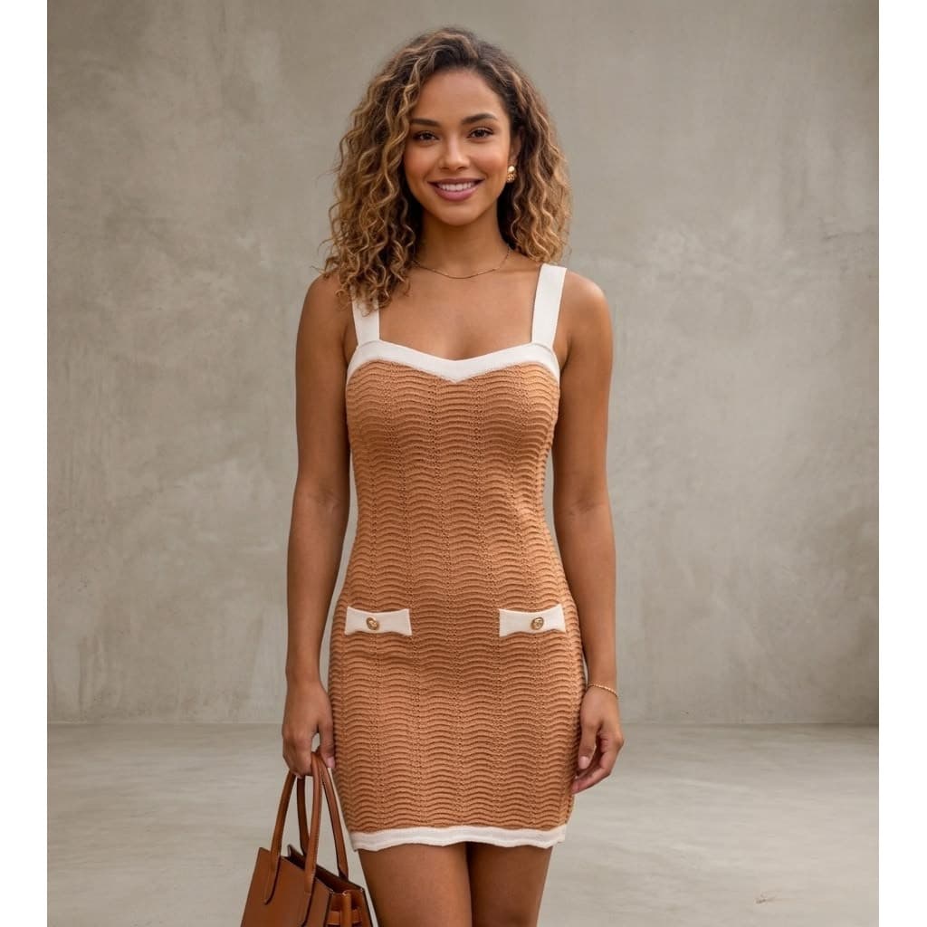 Vestido Trico Modal Curto Virginia Tubinho Com Botões Tendencia Verão