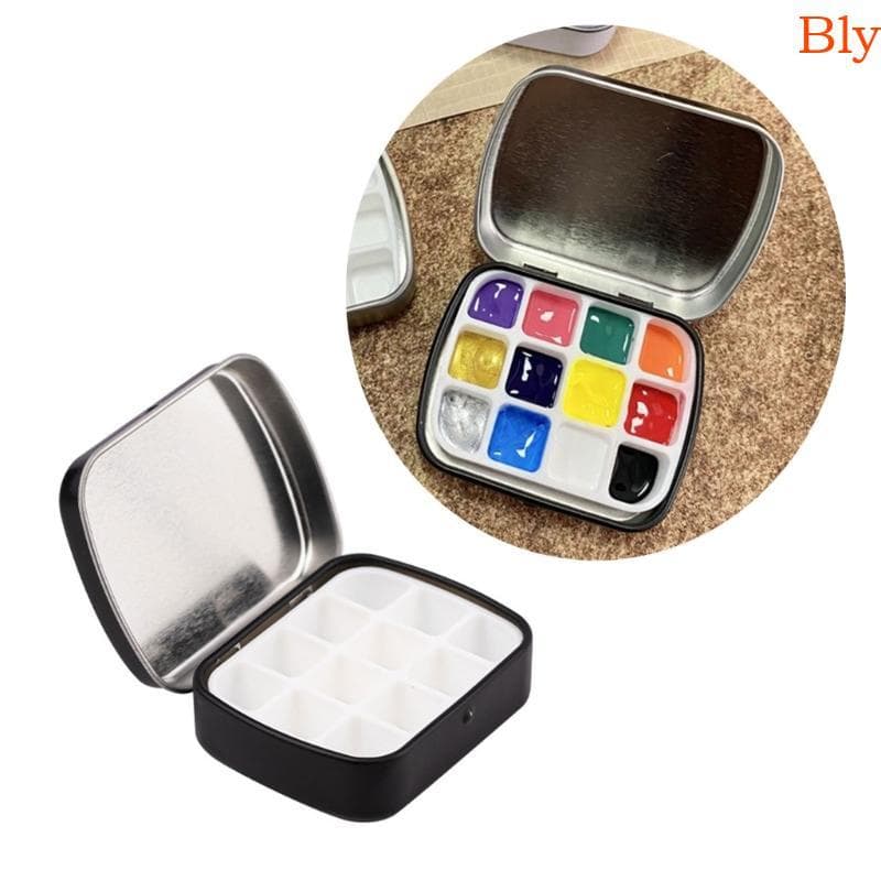 Bandeja Mistura Caixa Pintura Metal Bly 12 Poços Para Tintas Guaches Acrílicos Óleo Aquarela