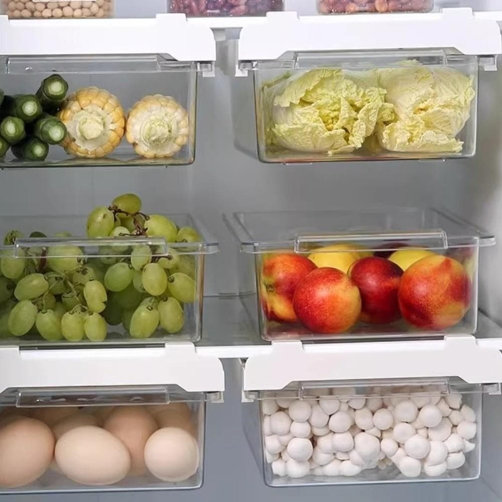 Gaveta De Armazenamento De Geladeira  , Caixa Cozinha Empilhável Transparente , Deslizante