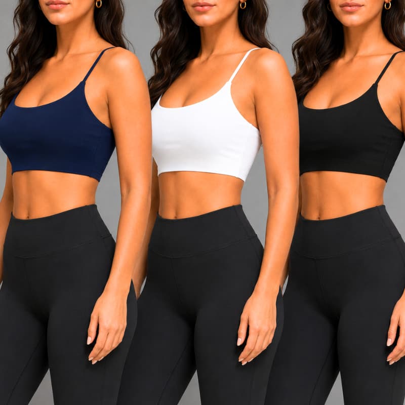 Kit 3 Tops Femininos Sem Bojo Suplex Premium Academia Casual Alça Fina