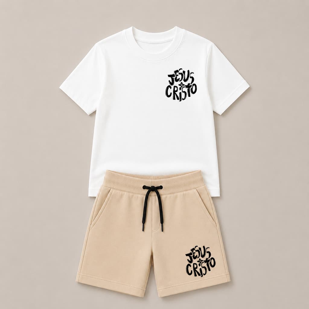 Conjunto casual infantil Masculino infantil Bermuda + Camisa Kids Conjunto estiloso Leve