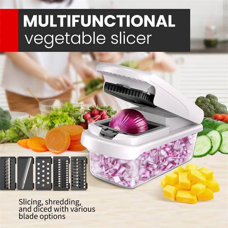 [ljc] Cortador De Alimentos Multifuncional 15 Em 1 Com Recipiente Vegetais Fatiador , Ralador E Picador De Cozinha [BR]