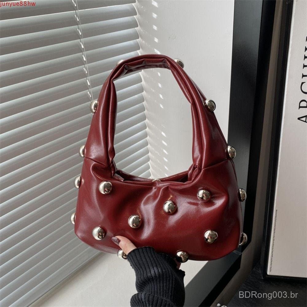 JUNYUE Bolsa Com Rebite Nas Axilas , De Ombro Y2k De Couro PU Feminina Estilo Punk De Rua Corpo Cruzado
