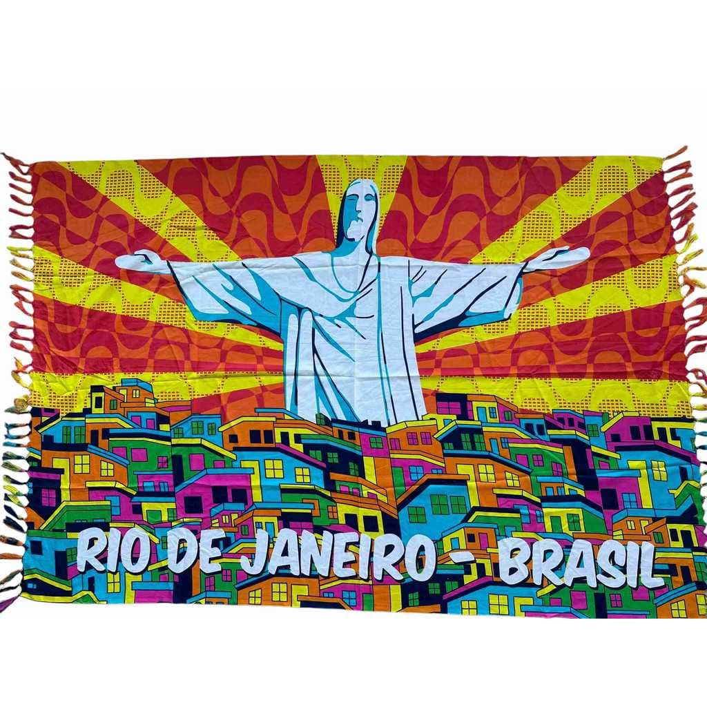 Canga de praia saida de praia pareo poliester favela cristo