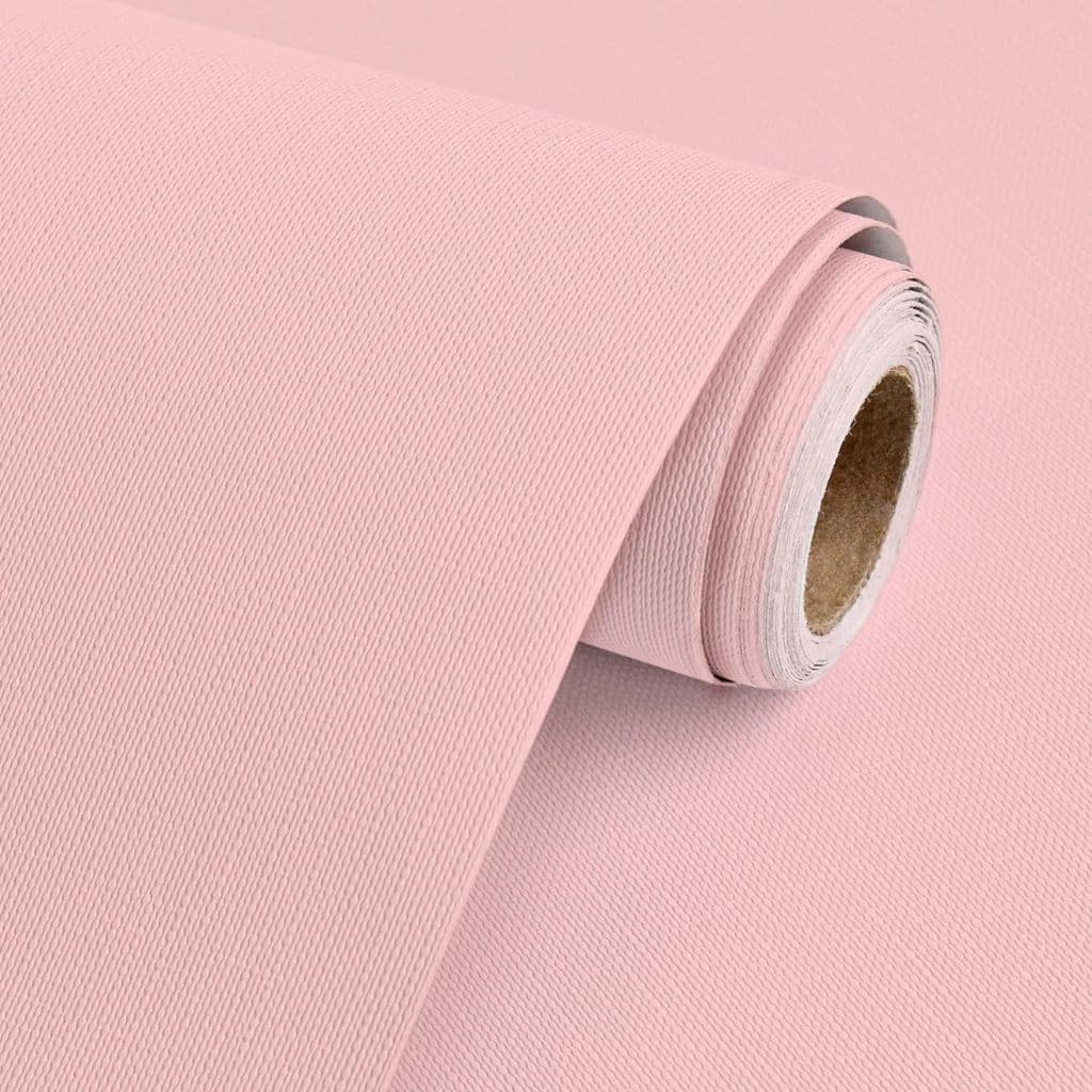 Papel de Parede Adesivo Rosa Claro com Textura PVC 45cm x 5m Impermeável Autocolante