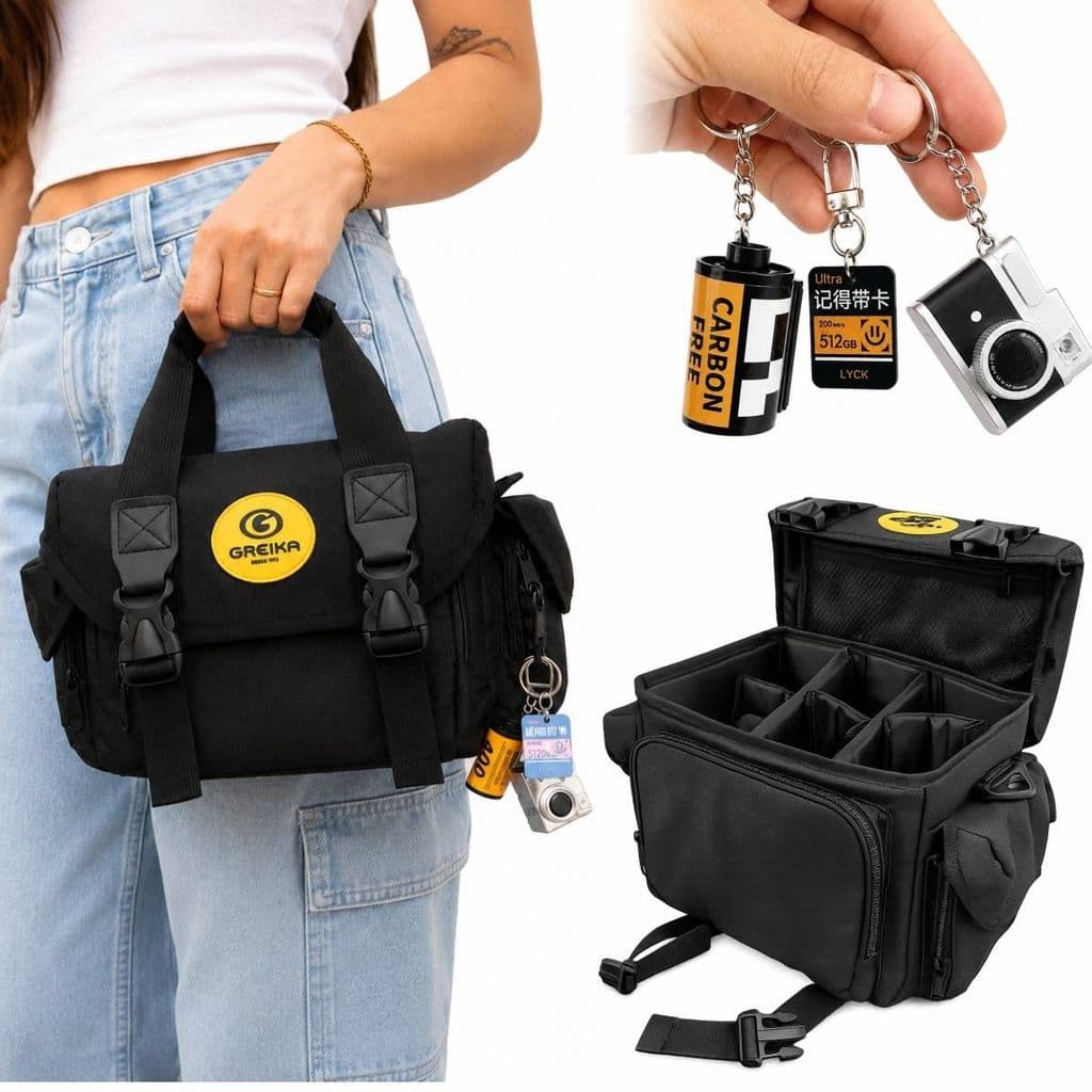 Bolsa fotográfica para câmeras mirrorless + chaveiro