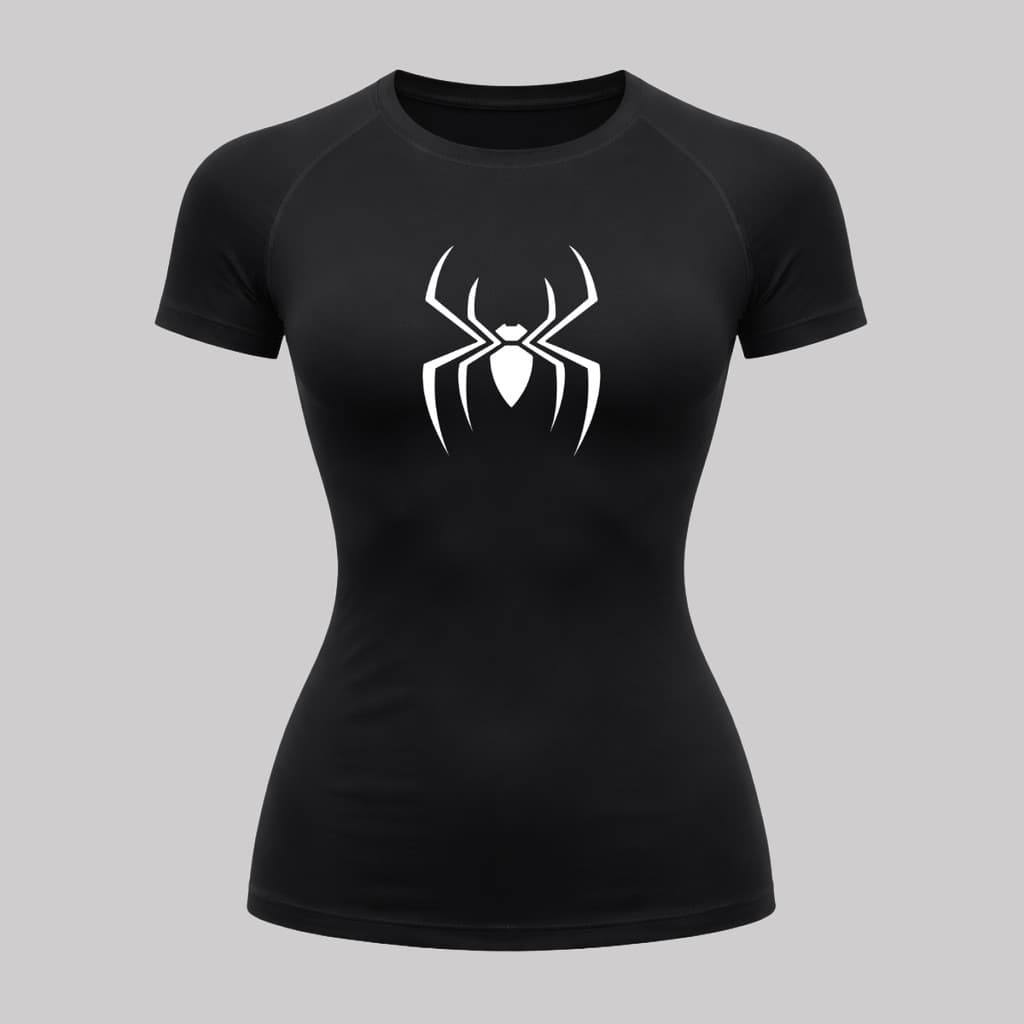 Camiseta Feminina UV 50+ Spider Aranha Manga Curta Térmica Compressão