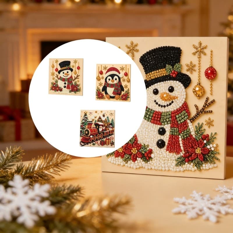 yu Conjunto De Arte De Pontos De Férias Para Iniciantes Com Padrão Texturizado Quadrado Placa De Exibição De Natal Uso E