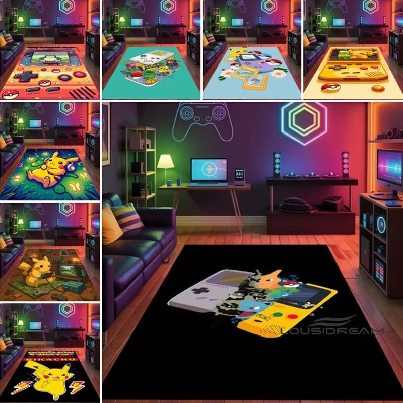 Retro Handheld Console de jogos padrão tapete sala de jogos na moda decoração tapete sala de estar quarto Anti-deslizame
