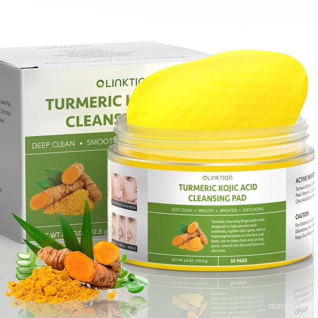 Pads de Limpeza com Ácido Kójico e Cúrcuma para Rosto e Corpo: Pads Esfoliantes de Cúrcuma para Manchas Escuras, Hiperpi