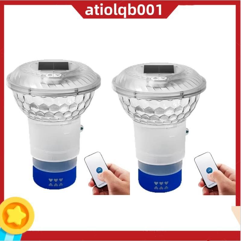 Piscina Para , 2 Peças , Flutuador De Cloro Luz Solar Com Dispensador Remoto Flutuante , LED RGB