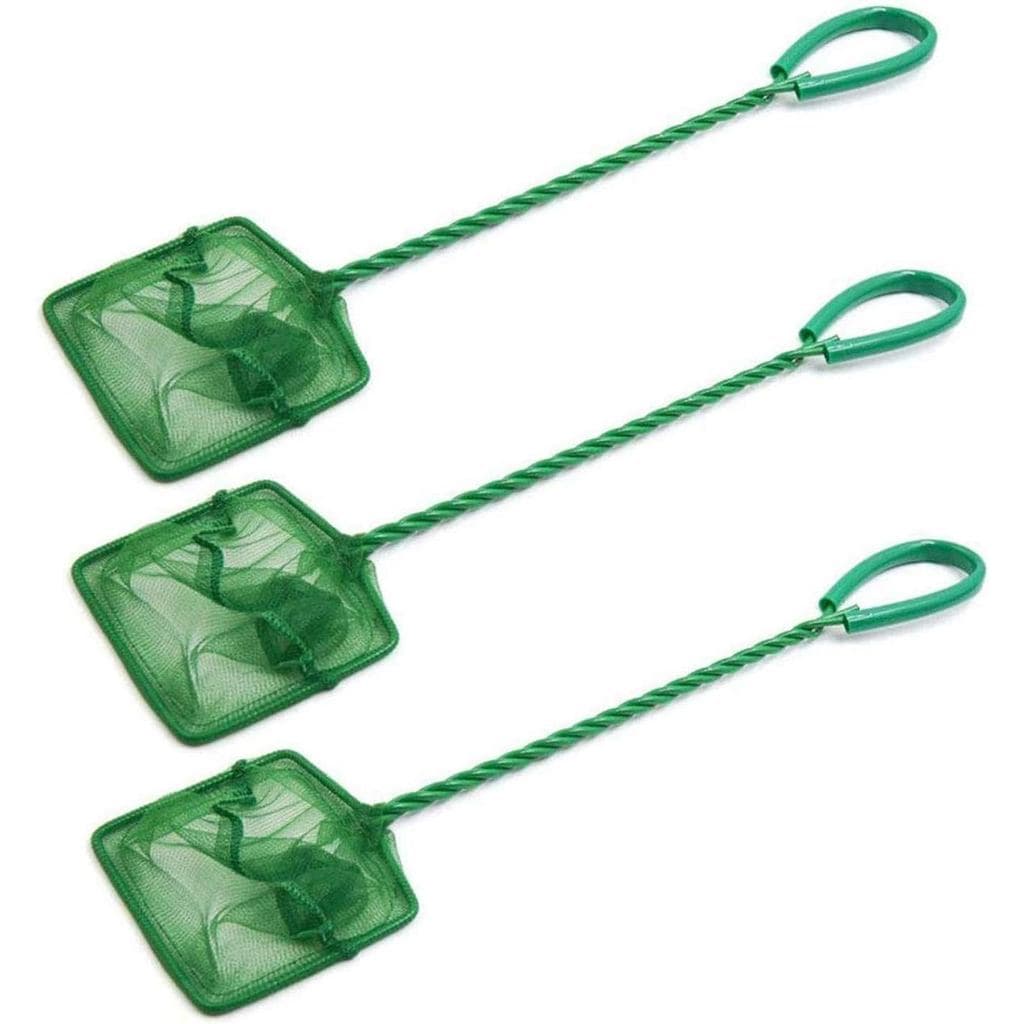 XMHF 3 peças Rede de Pesca para Aquário com Cabo Espiral de 3" de Largura, Estrutura de Metal, Rede de Nylon para Captur