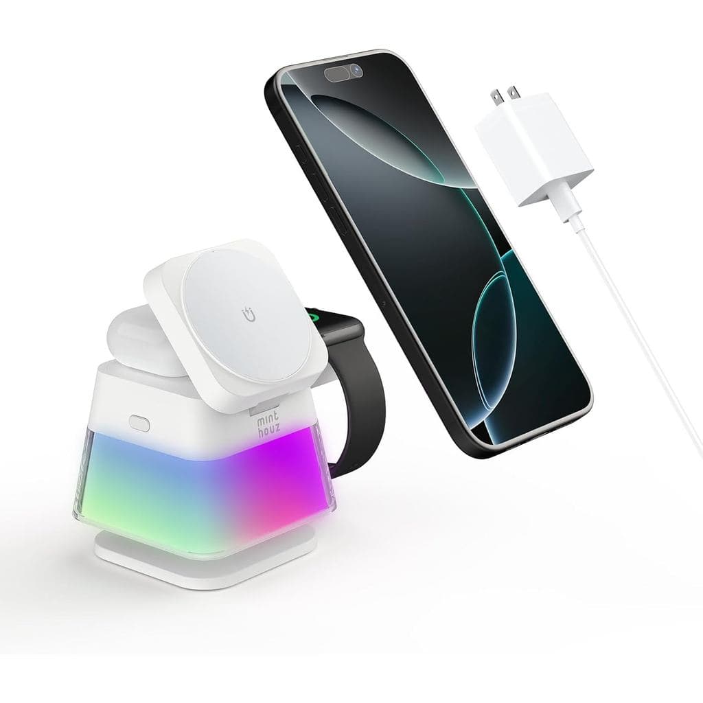 Estação de Carregamento 3 em 1 Minthouz para iPhone, Carregador Sem Fio para Apple, Estação de Carregamento para Múltipl
