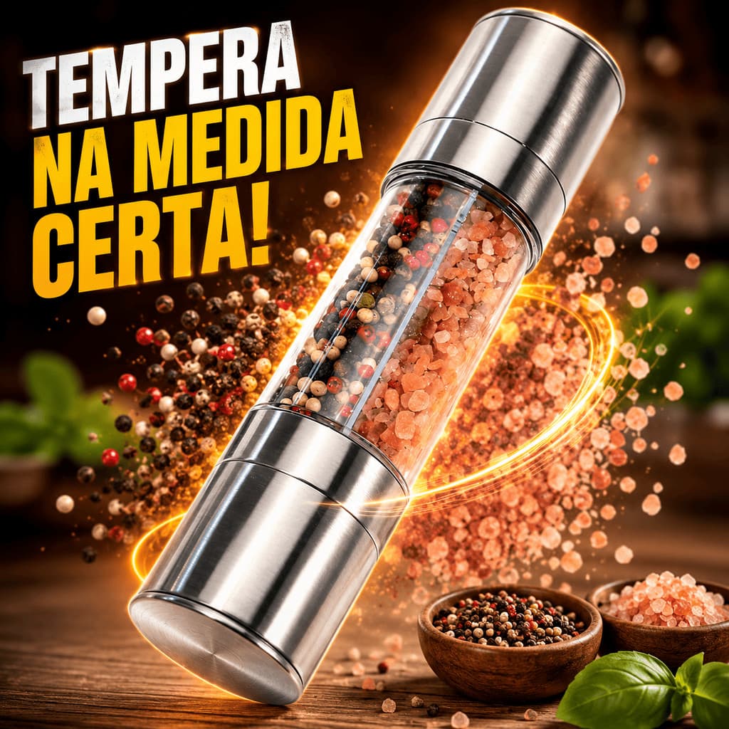 Moedor de Pimenta E Sal Grosso 2 em 1 Triturador Manual Duplo Gourmet Aço Inox Tempero Pequeno Alta Qualidade