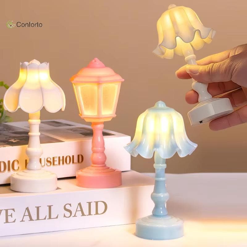 [EruditeCourtB] Mini Luz Noturna LED Para Casa De Bonecas Retrô 1 Peça Lâmpada Floral De Lótus Lírio Do Vale Decoração M
