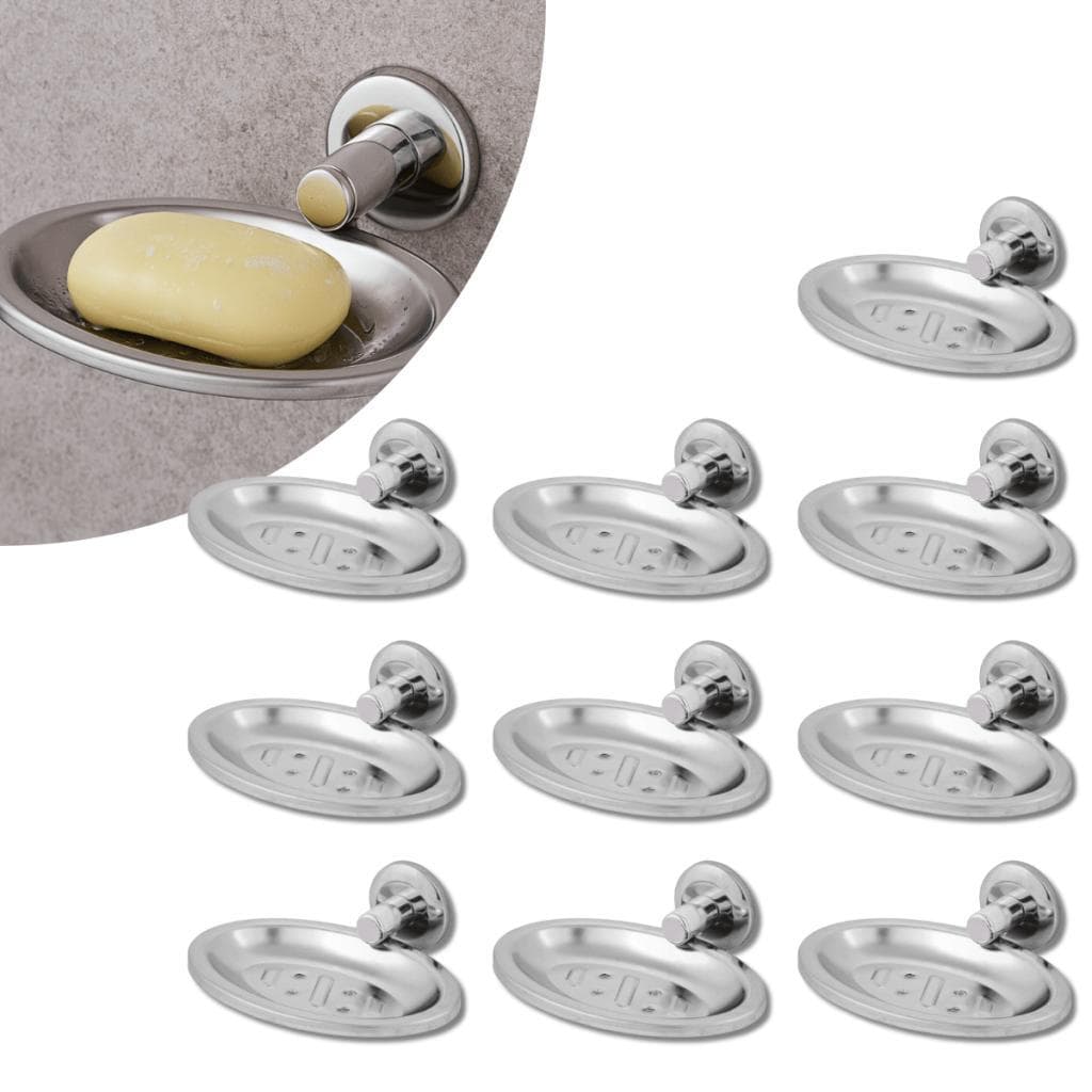 Kit 10x Saboneteira Aço Inox com Fixação Dupla para Banheiro Porta Sabonete - Brilhosa e Resistente