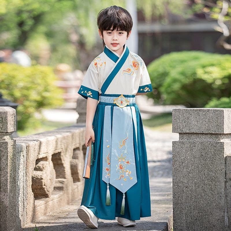 Hanfu meninos fino de manga curta estilo chinês jardim de infância bebê crianças menino Tang terno traje chinês ifww3.br