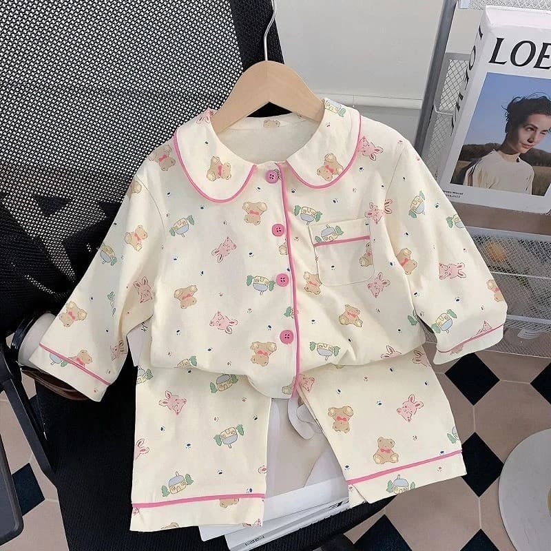 [Promoção de novo produto] 90-160 cm versão coreana roupas infantis meninas pijamas de desenho animado primavera outono