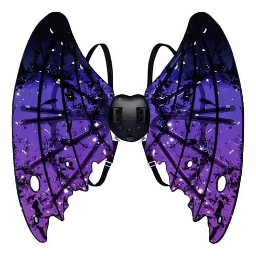 Fantasia De Asas Para Festas Com Led E Música -  Vampiro Roxo