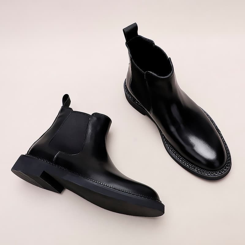 Moda Chelsea botas masculinas de couro genuíno Casual de alta qualidade estilo britânico botas curtas masculinas forro d