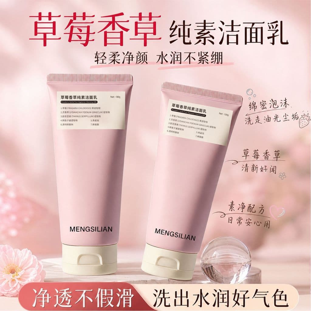 Limpeza suave, não apertada ~ sorvete, limpador facial 2 em 1, limpador facial hidratante, limpador facial