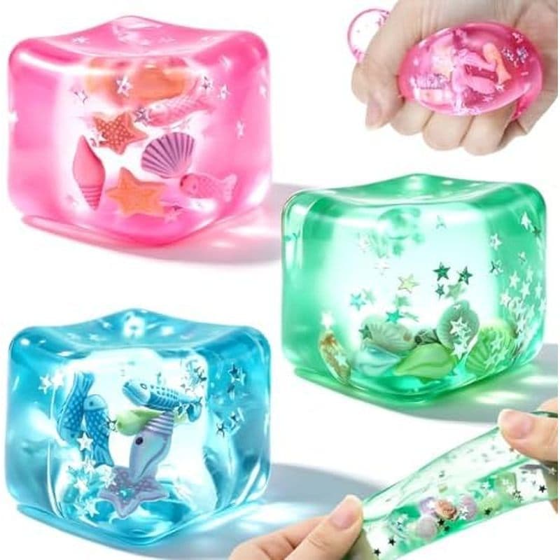 3 Pacote Cubo De Gelo Brinquedos Fidget Bola De Estresse , Aperto Lento Macio Para Adultos , Conchas Espremer Brinquedo