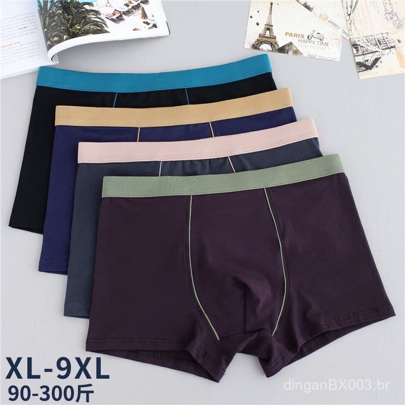 Cuecas masculinas de algodão puro, boxer briefs plus size para homens corpulentos, cuecas boxer vermelhas 3D sem costura