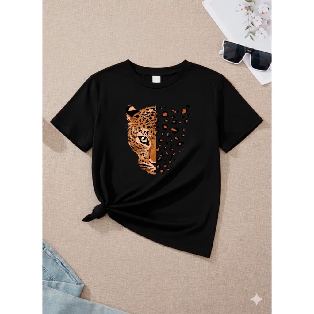 Camiseta Feminina Onça Estampada Qualidade Premium