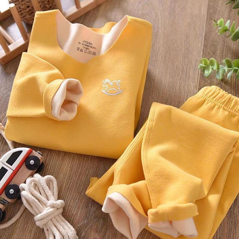 [Roupas térmicas recém-chegadas] Classe A Dupla Face Escovada Pequena Média Grande Roupas Infantis de Outono Calças Comp