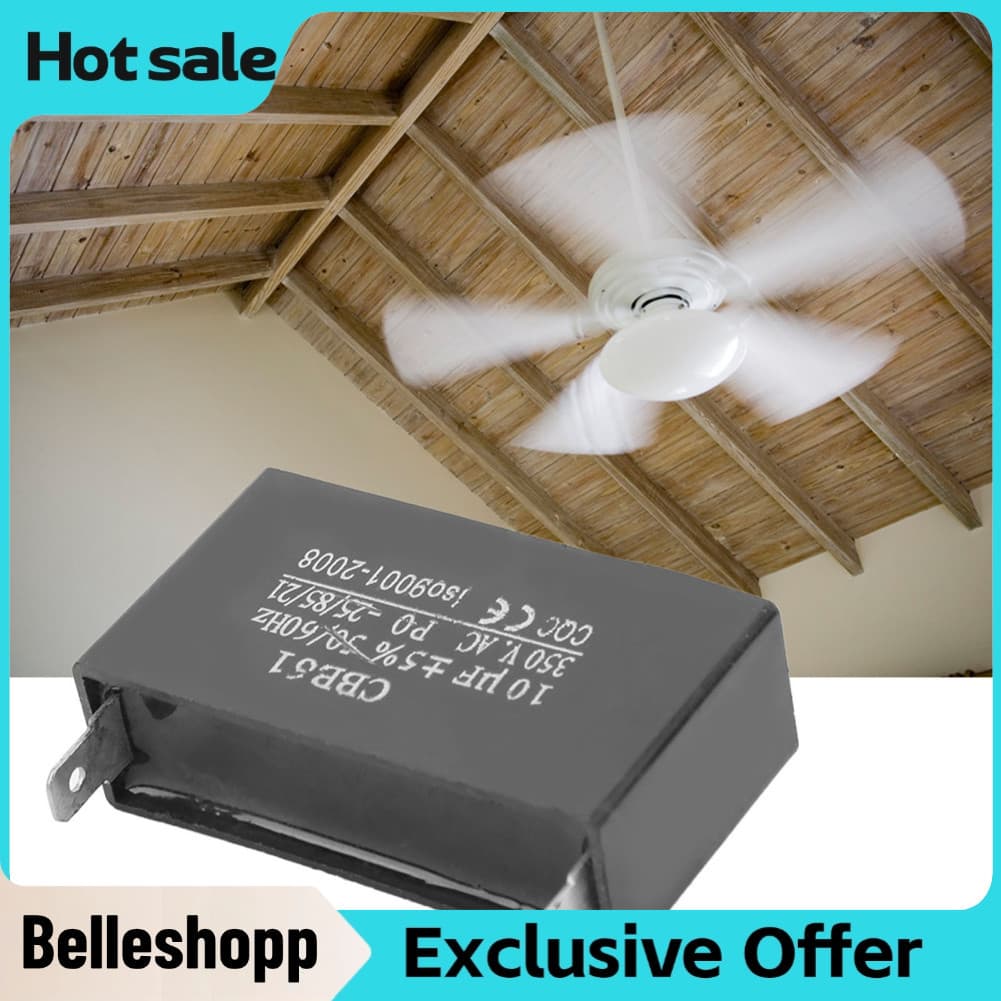 Belleshopp-br Motor de fã dos pinos do capacitor 2 CBB61 que começa Shell plástico 350VAC 10UF±5% 50/60Hz